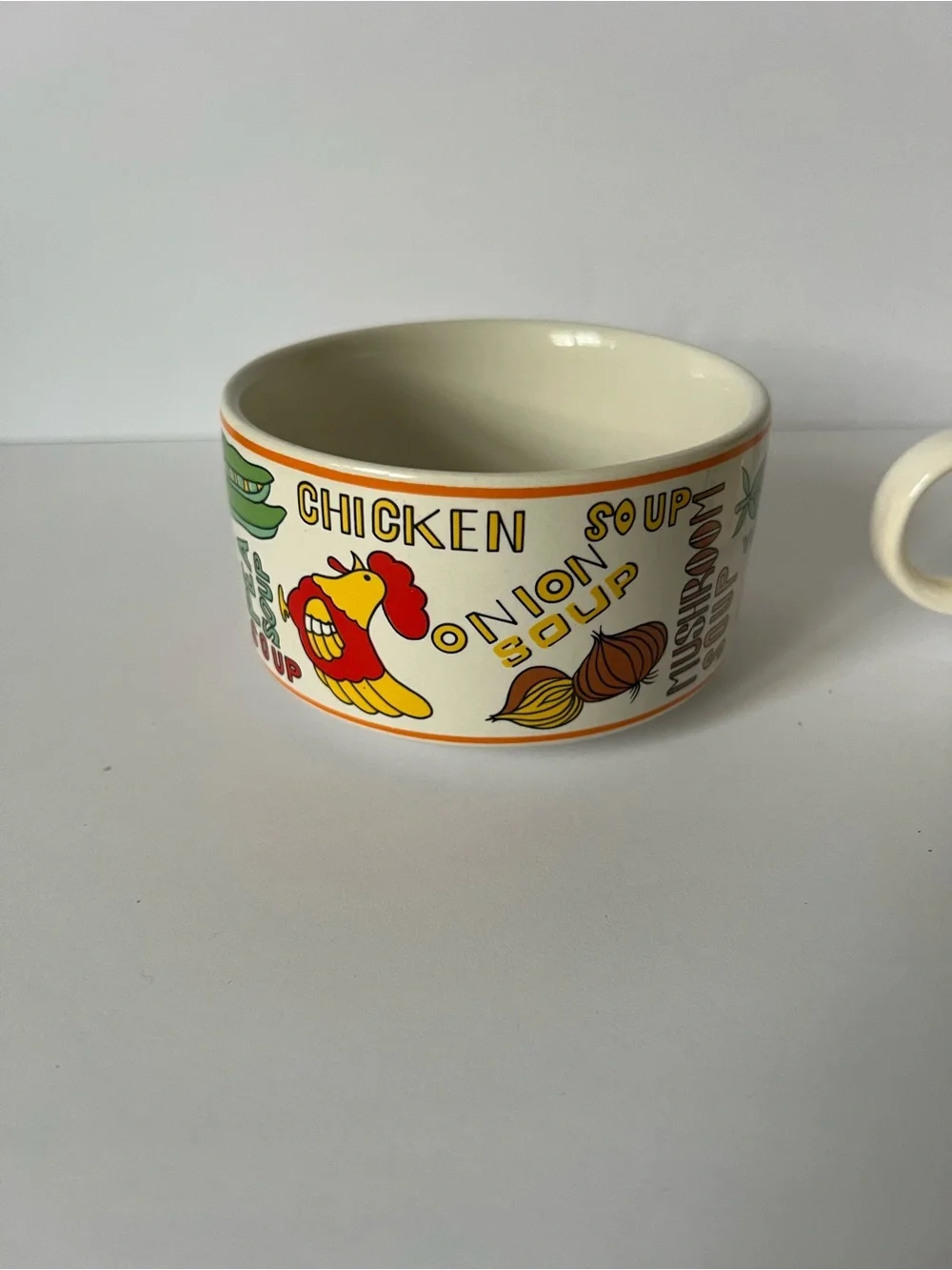 Cisco Torrance Soup Bowls w/ Handles Vegetable Motif 1970’s Retro MCM